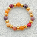 Bohemian Handmade Natural Stone Rings Women with Stainless Steel Bead Multi Color Stretch Rope Party Gifts Ring Adjustable 2020