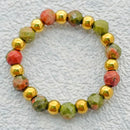 Bohemian Handmade Natural Stone Rings Women with Stainless Steel Bead Multi Color Stretch Rope Party Gifts Ring Adjustable 2020