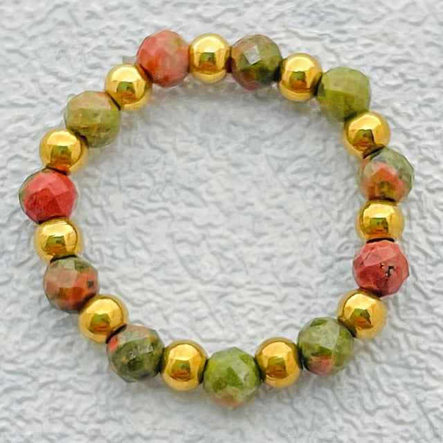 Bohemian Handmade Natural Stone Rings Women with Stainless Steel Bead Multi Color Stretch Rope Party Gifts Ring Adjustable 2020