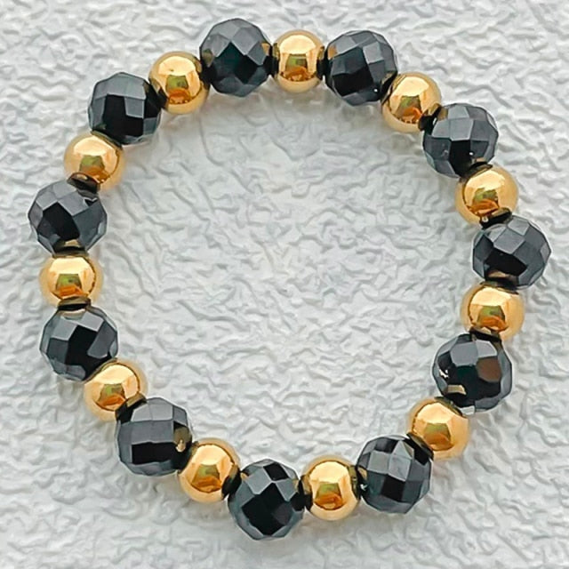 Bohemian Handmade Natural Stone Rings Women with Stainless Steel Bead Multi Color Stretch Rope Party Gifts Ring Adjustable 2020