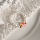 Bohemian Handmade Natural Stone Rings Women with Stainless Steel Bead Multi Color Stretch Rope Party Gifts Ring Adjustable 2020