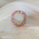 Bohemian Handmade Natural Stone Rings Women with Stainless Steel Bead Multi Color Stretch Rope Party Gifts Ring Adjustable 2020