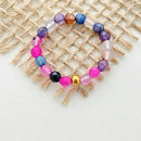 Bohemian Handmade Natural Stone Rings Women with Stainless Steel Bead Multi Color Stretch Rope Party Gifts Ring Adjustable 2020