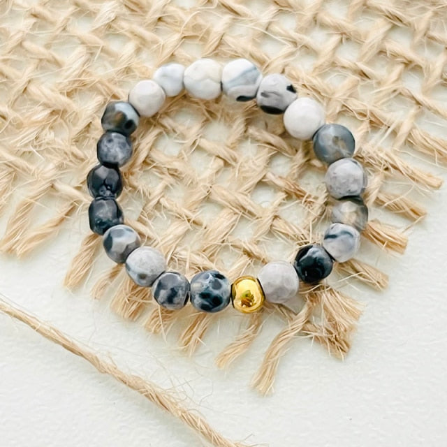 Bohemian Handmade Natural Stone Rings Women with Stainless Steel Bead Multi Color Stretch Rope Party Gifts Ring Adjustable 2020