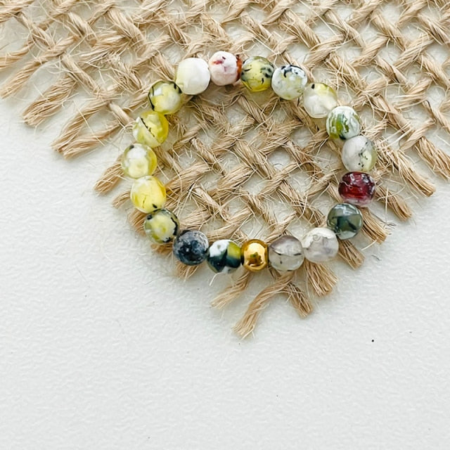 Bohemian Handmade Natural Stone Rings Women with Stainless Steel Bead Multi Color Stretch Rope Party Gifts Ring Adjustable 2020