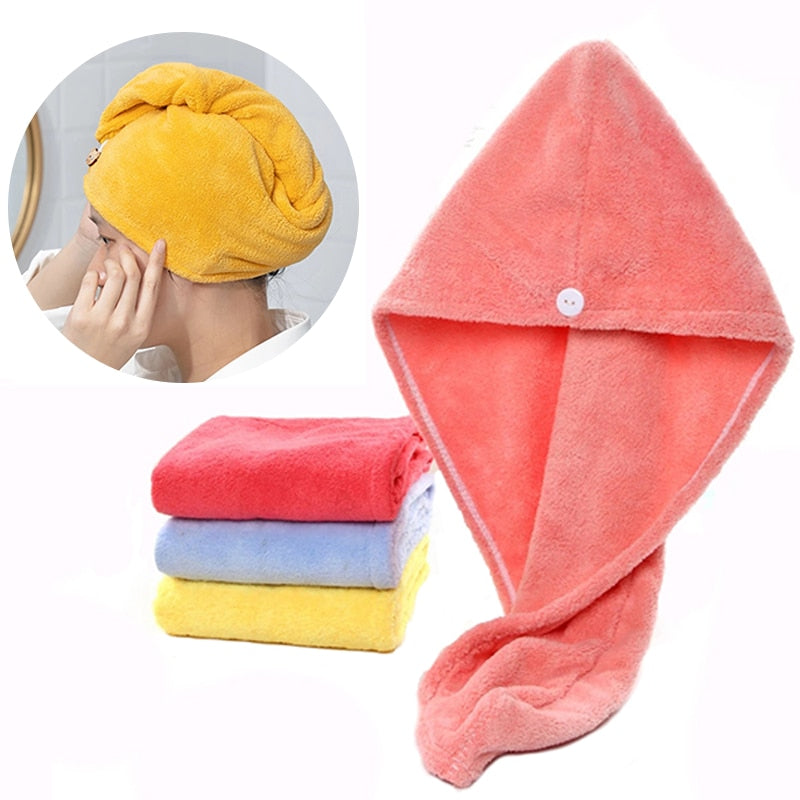 Microfiber Dry Hair Cap, Shower Cap, Strong Water Absorbent Triangle Hat, Girl Washing Hair, Quick-drying,Wiping Hair Towel Tool