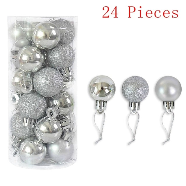 36Pcs Rose Gold Plastic Christmas Balls Ornament 4cm Hang Pendant Ball Indoor New Year Xmas Tree Decor Home Christmas Decoration