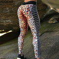 FCCEXIO Leopard Stripe 3D Print Women's Pants Push Up Running Sports Leggings Slim Pants Female Casual Trousers Fitness Leggings