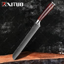 XITUO 1-10PCS  kitchen knives Set Laser Damascus pattern chef knife Sharp Santoku Cleaver Slicing Utility Knives Resin Handle