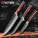 XITUO 1-10PCS  kitchen knives Set Laser Damascus pattern chef knife Sharp Santoku Cleaver Slicing Utility Knives Resin Handle