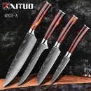 XITUO 1-10PCS  kitchen knives Set Laser Damascus pattern chef knife Sharp Santoku Cleaver Slicing Utility Knives Resin Handle