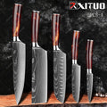 XITUO 1-10PCS  kitchen knives Set Laser Damascus pattern chef knife Sharp Santoku Cleaver Slicing Utility Knives Resin Handle
