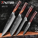 XITUO 1-10PCS  kitchen knives Set Laser Damascus pattern chef knife Sharp Santoku Cleaver Slicing Utility Knives Resin Handle