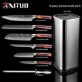 XITUO 1-10PCS  kitchen knives Set Laser Damascus pattern chef knife Sharp Santoku Cleaver Slicing Utility Knives Resin Handle