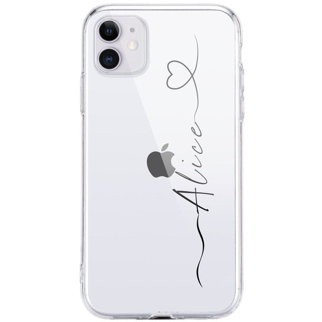 Custom Name DIY Letters for iPhone 13 Pro Max Case 12 8 Plus SE 2020 Cover Girls Silicone Funda For iPhone 11 Pro Case X XS XR 7