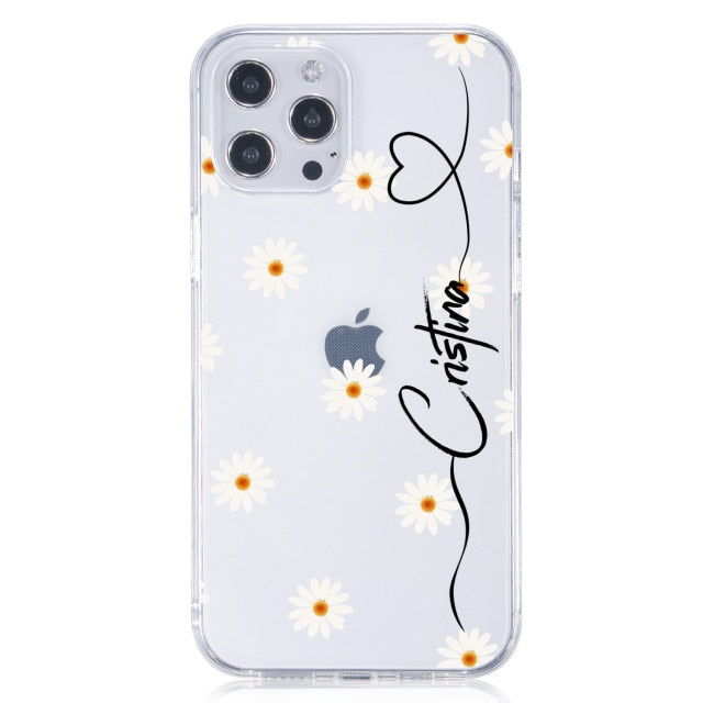 Custom Name DIY Letters for iPhone 13 Pro Max Case 12 8 Plus SE 2020 Cover Girls Silicone Funda For iPhone 11 Pro Case X XS XR 7