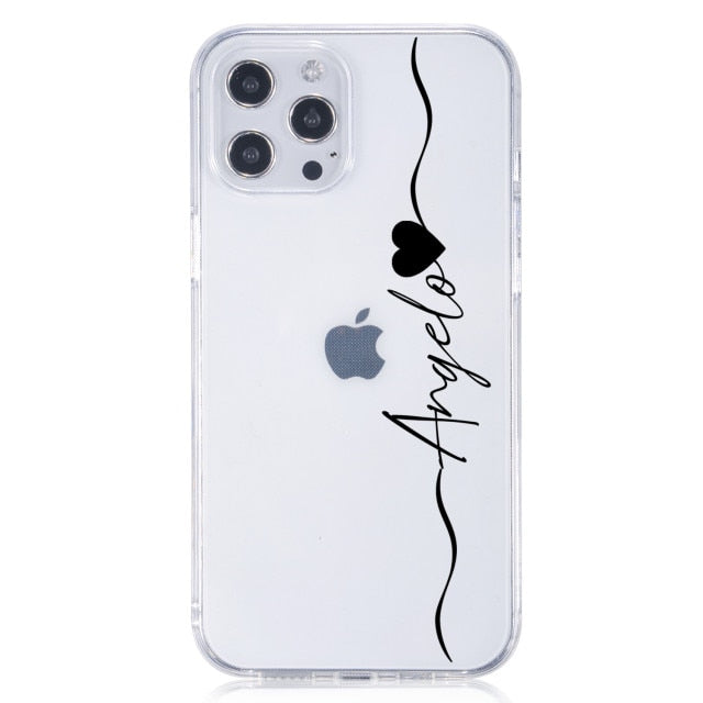 Custom Name DIY Letters for iPhone 13 Pro Max Case 12 8 Plus SE 2020 Cover Girls Silicone Funda For iPhone 11 Pro Case X XS XR 7