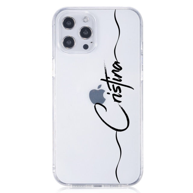 Custom Name DIY Letters for iPhone 13 Pro Max Case 12 8 Plus SE 2020 Cover Girls Silicone Funda For iPhone 11 Pro Case X XS XR 7