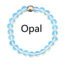 Bohemian Handmade Natural Stone Rings Women with Stainless Steel Bead Multi Color Stretch Rope Wedding Promise Ring Adjustable