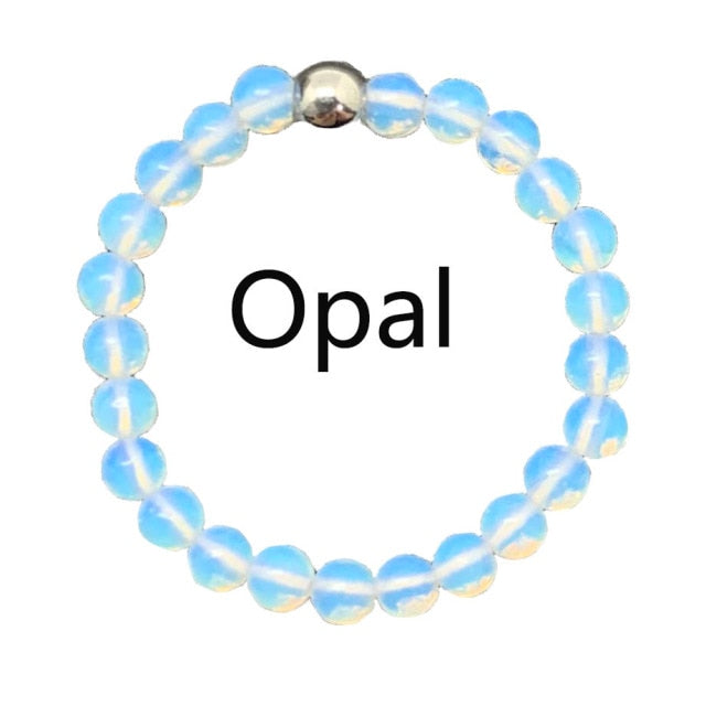 Bohemian Handmade Natural Stone Rings Women with Stainless Steel Bead Multi Color Stretch Rope Wedding Promise Ring Adjustable