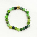 Bohemian Handmade Natural Stone Rings Women with Stainless Steel Bead Multi Color Stretch Rope Wedding Promise Ring Adjustable