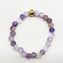 Bohemian Handmade Natural Stone Rings Women with Stainless Steel Bead Multi Color Stretch Rope Wedding Promise Ring Adjustable