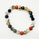 Bohemian Handmade Natural Stone Rings Women with Stainless Steel Bead Multi Color Stretch Rope Wedding Promise Ring Adjustable