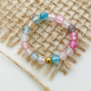 Bohemian Handmade Natural Stone Rings Women with Stainless Steel Bead Multi Color Stretch Rope Wedding Promise Ring Adjustable