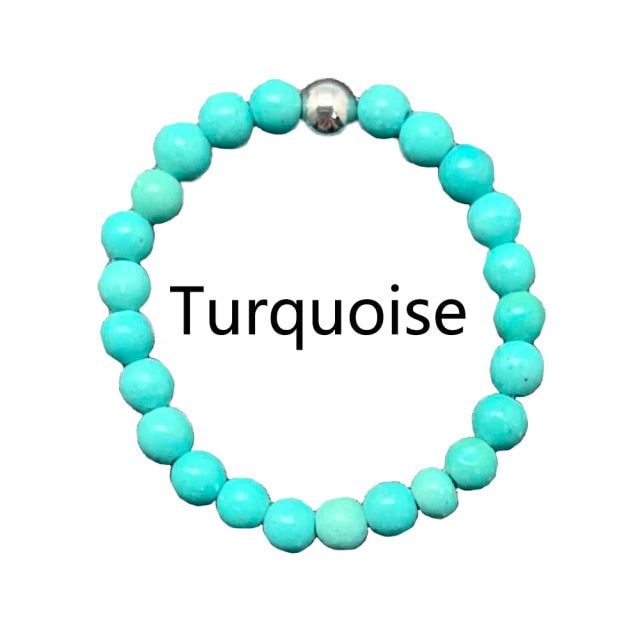 Bohemian Handmade Natural Stone Rings Women with Stainless Steel Bead Multi Color Stretch Rope Wedding Promise Ring Adjustable