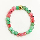 Bohemian Handmade Natural Stone Rings Women with Stainless Steel Bead Multi Color Stretch Rope Wedding Promise Ring Adjustable