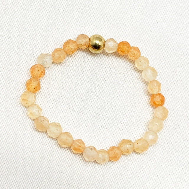 Bohemian Handmade Natural Stone Rings Women with Stainless Steel Bead Multi Color Stretch Rope Wedding Promise Ring Adjustable