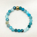 Bohemian Handmade Natural Stone Rings Women with Stainless Steel Bead Multi Color Stretch Rope Wedding Promise Ring Adjustable