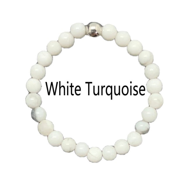 Bohemian Handmade Natural Stone Rings Women with Stainless Steel Bead Multi Color Stretch Rope Wedding Promise Ring Adjustable