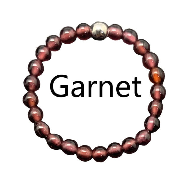 Bohemian Handmade Natural Stone Rings Women with Stainless Steel Bead Multi Color Stretch Rope Wedding Promise Ring Adjustable