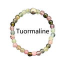 Bohemian Handmade Natural Stone Rings Women with Stainless Steel Bead Multi Color Stretch Rope Wedding Promise Ring Adjustable