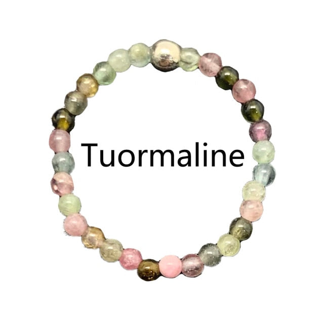 Bohemian Handmade Natural Stone Rings Women with Stainless Steel Bead Multi Color Stretch Rope Wedding Promise Ring Adjustable