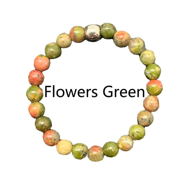 Bohemian Handmade Natural Stone Rings Women with Stainless Steel Bead Multi Color Stretch Rope Wedding Promise Ring Adjustable