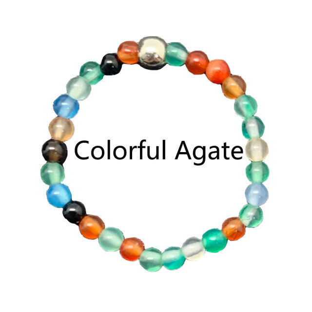 Bohemian Handmade Natural Stone Rings Women with Stainless Steel Bead Multi Color Stretch Rope Wedding Promise Ring Adjustable