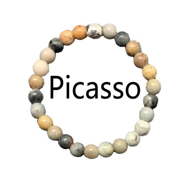 Bohemian Handmade Natural Stone Rings Women with Stainless Steel Bead Multi Color Stretch Rope Wedding Promise Ring Adjustable