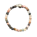 Bohemian Handmade Natural Stone Rings Women with Stainless Steel Bead Multi Color Stretch Rope Wedding Promise Ring Adjustable