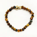 Bohemian Handmade Natural Stone Rings Women with Stainless Steel Bead Multi Color Stretch Rope Wedding Promise Ring Adjustable