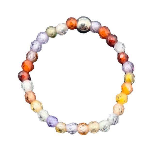 Bohemian Handmade Natural Stone Rings Women with Stainless Steel Bead Multi Color Stretch Rope Wedding Promise Ring Adjustable