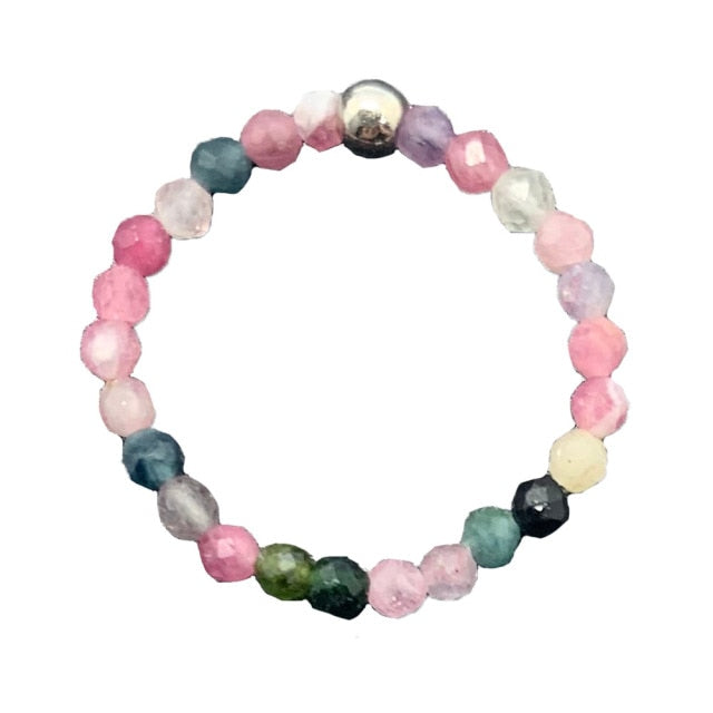 Bohemian Handmade Natural Stone Rings Women with Stainless Steel Bead Multi Color Stretch Rope Wedding Promise Ring Adjustable