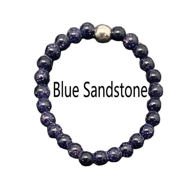 Bohemian Handmade Natural Stone Rings Women with Stainless Steel Bead Multi Color Stretch Rope Wedding Promise Ring Adjustable