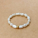 Bohemian Handmade Natural Stone Rings Women with Stainless Steel Bead Multi Color Stretch Rope Wedding Promise Ring Adjustable