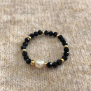 Bohemian Handmade Natural Stone Rings Women with Stainless Steel Bead Multi Color Stretch Rope Wedding Promise Ring Adjustable