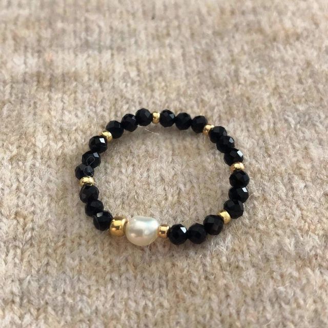 Bohemian Handmade Natural Stone Rings Women with Stainless Steel Bead Multi Color Stretch Rope Wedding Promise Ring Adjustable