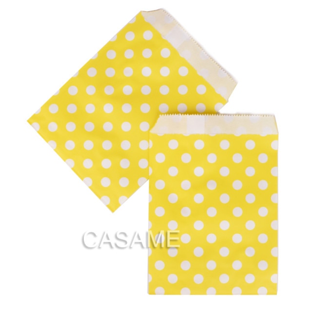 25/50/100pc Bio-degradable treat candy bag Party Favor Paper Bags Chevron Polka Dot Stripe Print Paper craft Bakery Bag