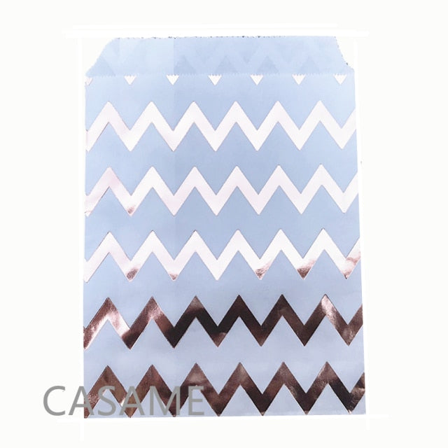25/50/100pc Bio-degradable treat candy bag Party Favor Paper Bags Chevron Polka Dot Stripe Print Paper craft Bakery Bag