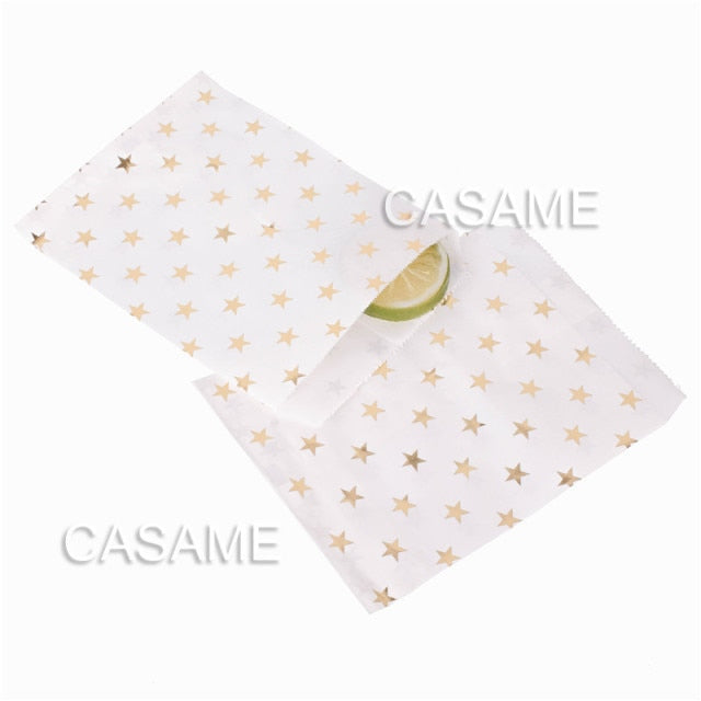 25/50/100pc Bio-degradable treat candy bag Party Favor Paper Bags Chevron Polka Dot Stripe Print Paper craft Bakery Bag